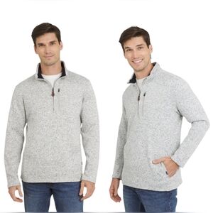 Chaps Men's Quarter Zip Fleece Sweater with Pockets Size Small